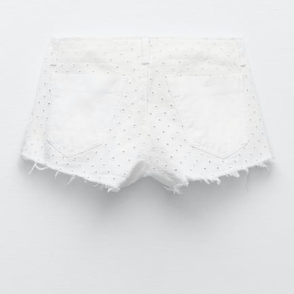 Zara open work all Cotton embroidery denim short - Picture 5 of 8